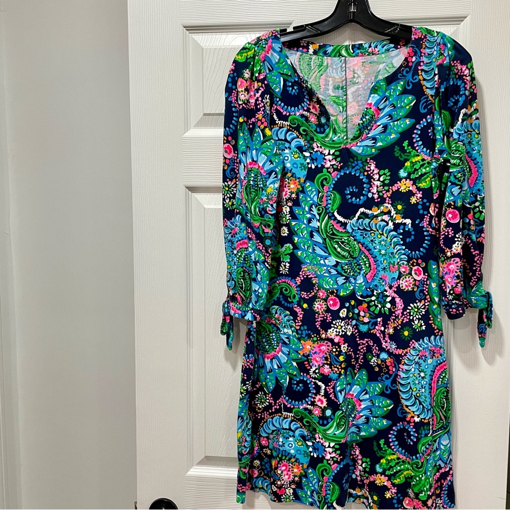 Lilly Pulitzer Cath 3/4 Sleeve Dress Take Me To The Sea Medium M